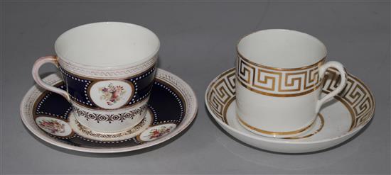 Worcester coffee cans and saucers and Worcester floral teacups and saucers